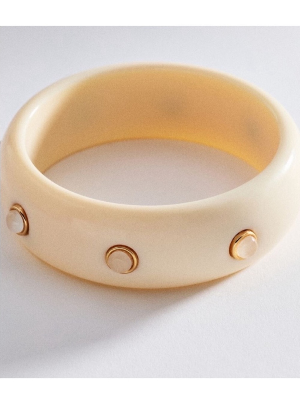 New! Anthropologie Ivory Resin Jewel Bangle Bracelet NWT